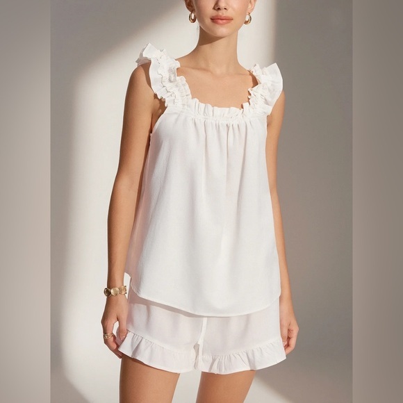 Pure Cotton Ruffle Shorts Set Commense Xs Cc21 (17)